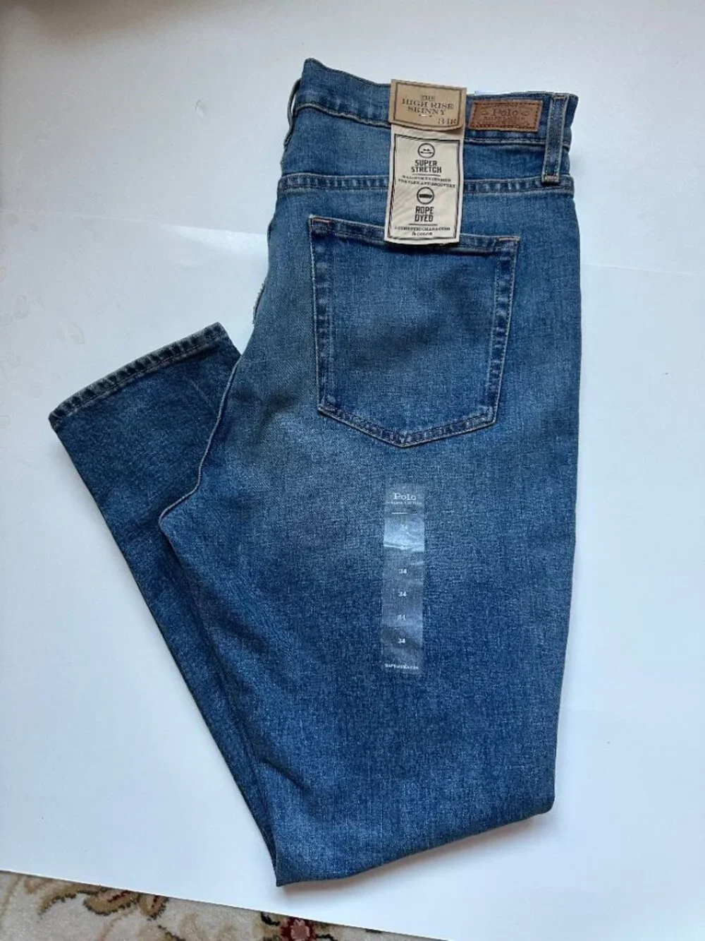 NWT $168 Polo Ralph Lauren High Rise Skinny Super Stretch Jeans Size 34R